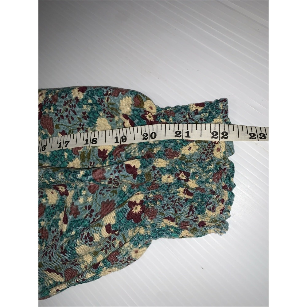 Natural Life Floral Mini Tiered Dress Size M Teal CottageCore Babydoll Boho - Picture 9 of 10
